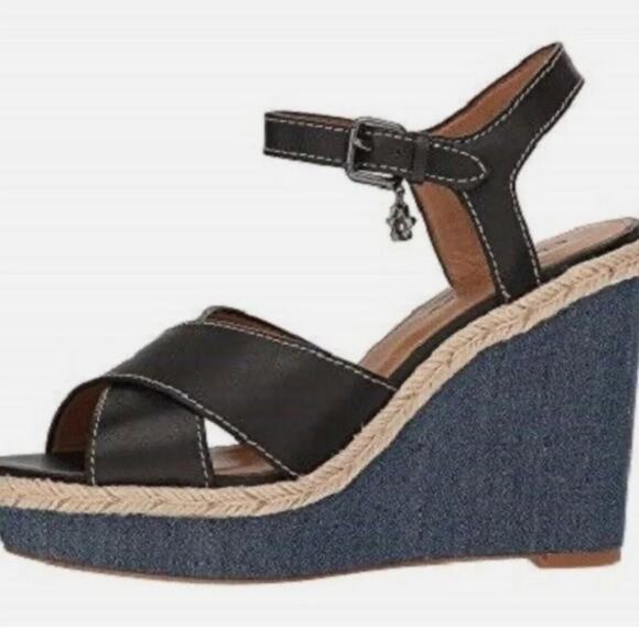 Coach Women's‎ Eaton Black Wedge Sandal Sz 9 - Picture 4 of 10